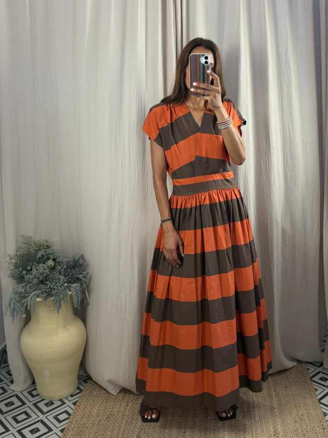 Vestido largo franjas