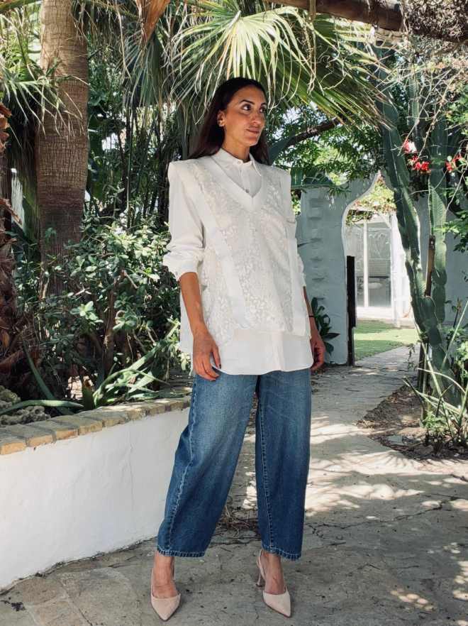 Camisa superposición blanca