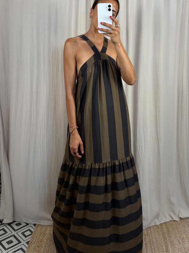 Vestido rayas escote halter