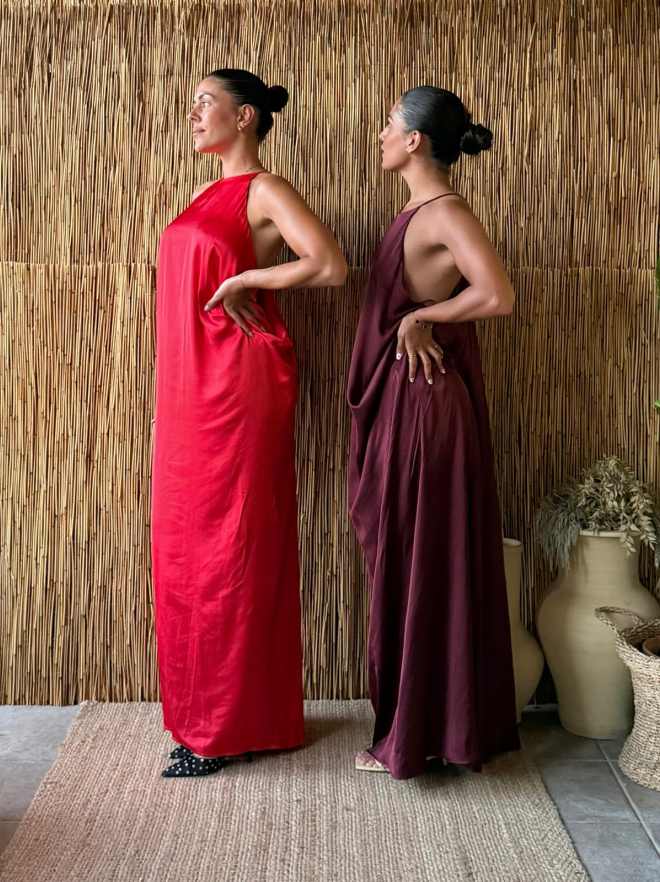 Vestido halter satinado