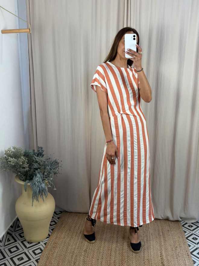 Vestido largo franjas caldera