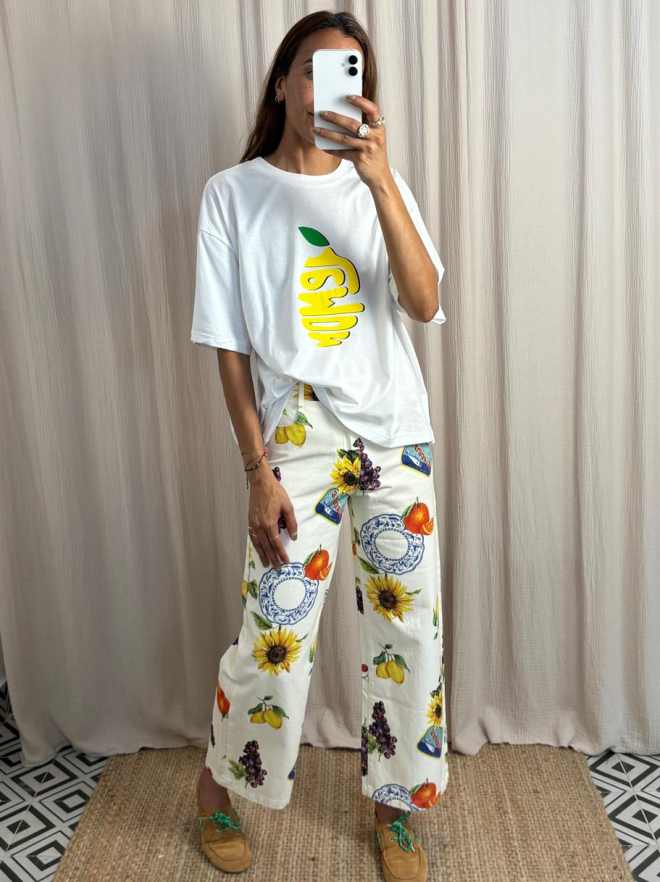 Pantalón corte recto estampado