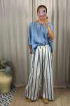 Comprar Pantalón rayas lino grueso