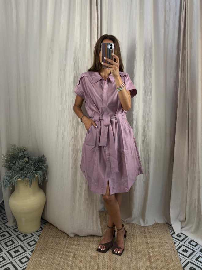 Vestido camisero malva