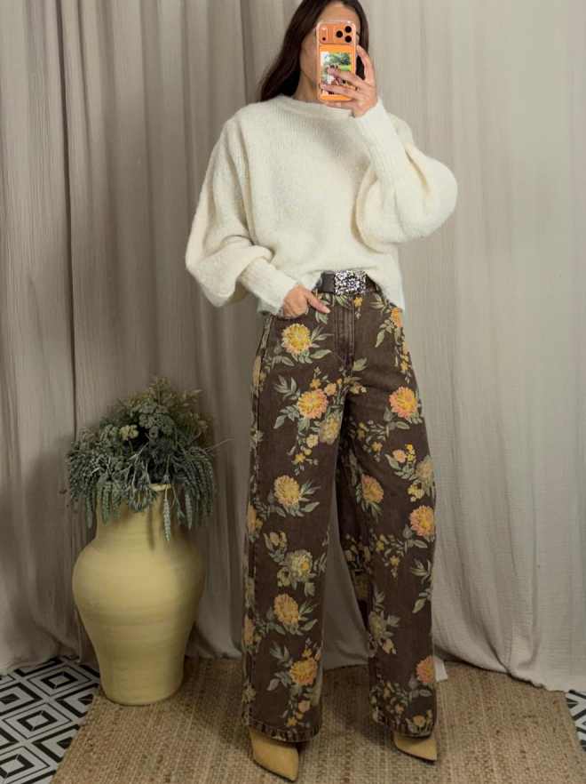 Jeans estampado floral