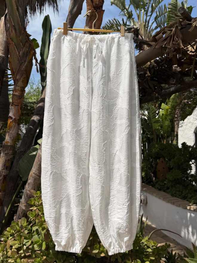 Pantalón jacquard blanco